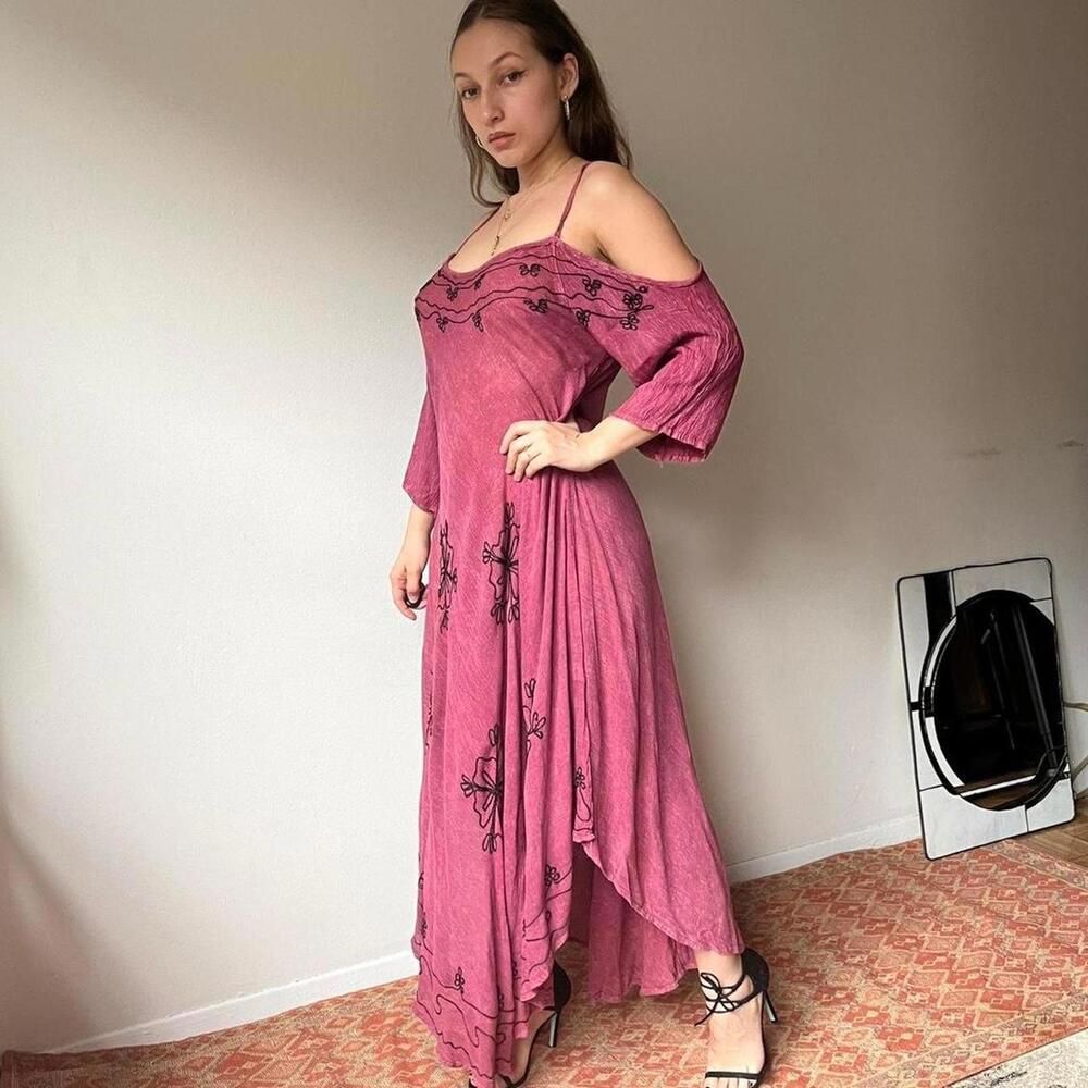 ethereal vintage y2k pink and black beach dress